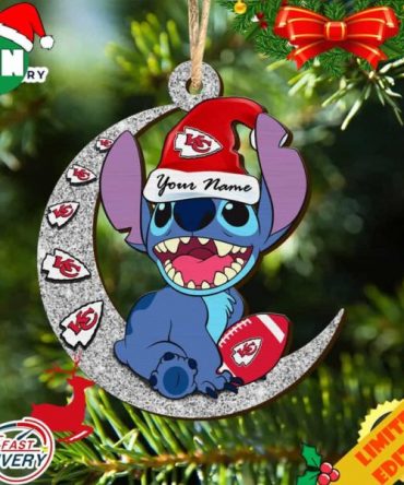 Kansas City Chiefs Stitch Ornament NFL Christmas And Stitch With Moon Ornament