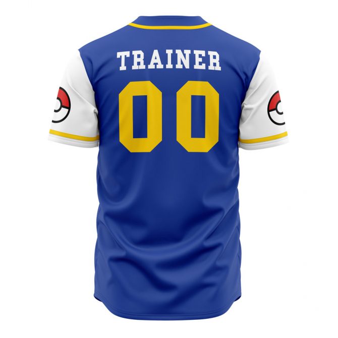 Limited Edition Kanto Baseball Jersey - Stylish Blue Unisex Design With Iconic Pokeball Sleeves - Image 2