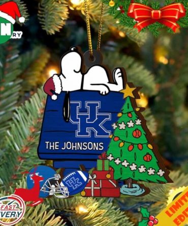 Kentucky Wildcats Snoopy Christmas NCAA Ornament Custom Name