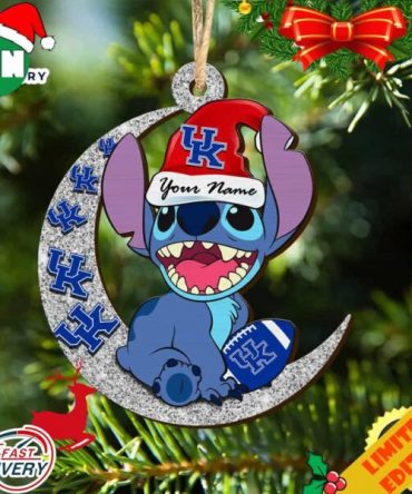 Kentucky Wildcats Stitch Christmas Ornament NCAA And Stitch With Moon Ornament