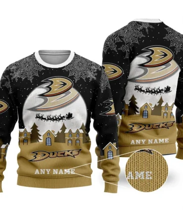NHL Anaheim Ducks Personalized Name Christmas Ugly Sweater Design ST2306