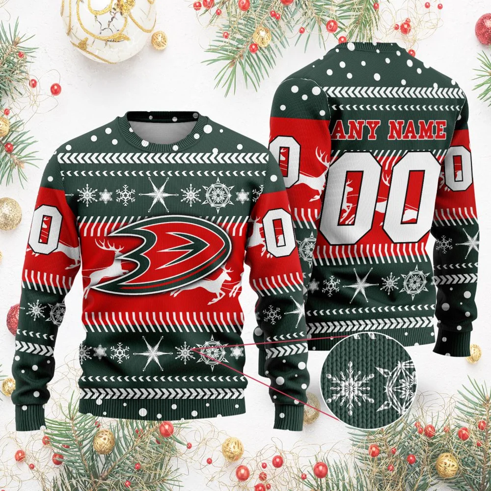 NHL Anaheim Ducks | Personalized Name & Number Unisex Sweater For Christmas Season