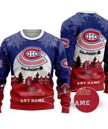 NHL Montreal Canadiens Personalized Name Christmas Ugly Sweater Design ST2306