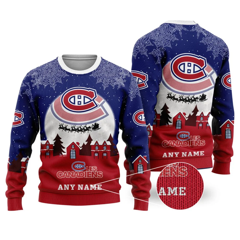 NHL Montreal Canadiens Personalized Name Christmas Ugly Sweater Design ST2306