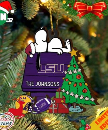 LSU Tigers Snoopy Christmas NCAA Ornament Custom Name