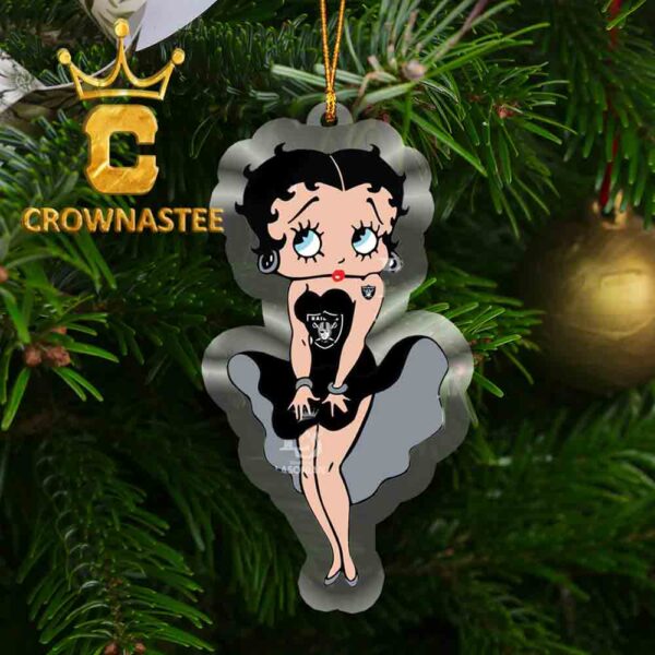 Las Vegas Raiders Betty Boop Sexy Cheering NFL Acrylic Christmas Tree Decoration Ornament