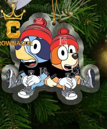 Las Vegas Raiders Bluey & Bingo Christmas NFL Acrylic Christmas Tree Decoration Ornament