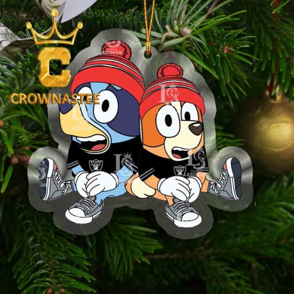Las Vegas Raiders Bluey & Bingo Christmas NFL Acrylic Christmas Tree Decoration Ornament