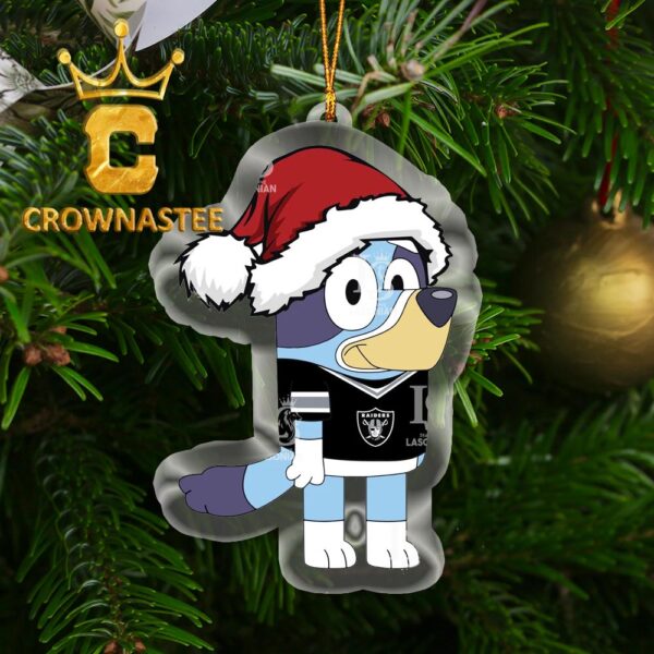 Las Vegas Raiders Bluey Cartoon Christmas NFL Acrylic Christmas Tree Decoration Ornament