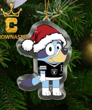 Las Vegas Raiders Bluey Cartoon Christmas NFL Acrylic Christmas Tree Decoration Ornament