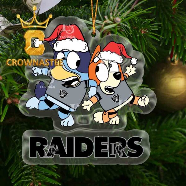 Las Vegas Raiders Bluey Christmas Holiday NFL Acrylic Christmas Tree Decoration Ornament