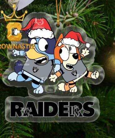 Las Vegas Raiders Bluey Christmas Holiday NFL Acrylic Christmas Tree Decoration Ornament