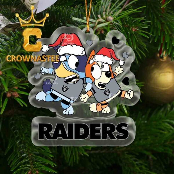 Las Vegas Raiders Bluey Christmas NFL Acrylic Christmas Tree Decoration Ornament