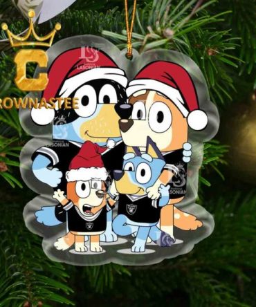 Las Vegas Raiders Bluey Family Christmas NFL Acrylic Christmas Tree Decoration Ornament