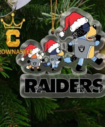 Las Vegas Raiders Bluey Family NFL Acrylic Christmas Tree Decoration Ornament