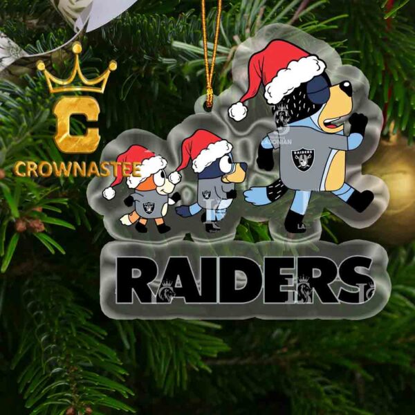 Las Vegas Raiders Bluey Family NFL Acrylic Christmas Tree Decoration Ornament