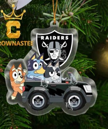 Las Vegas Raiders Bluey Friends Car NFL Acrylic Christmas Tree Decoration Ornament