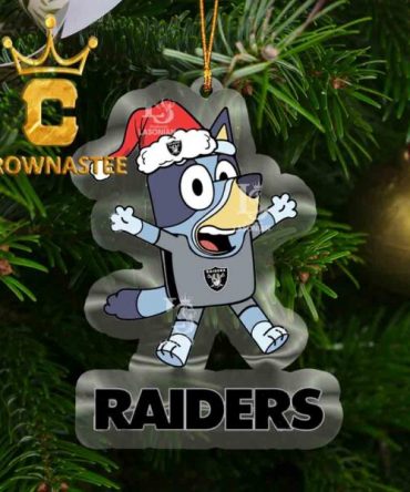 Las Vegas Raiders Bluey Happy Christmas NFL Acrylic Christmas Tree Decoration Ornament