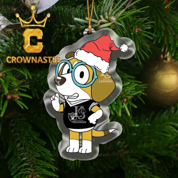 Las Vegas Raiders Bluey Honey Christmas NFL Acrylic Christmas Tree Decoration Ornament