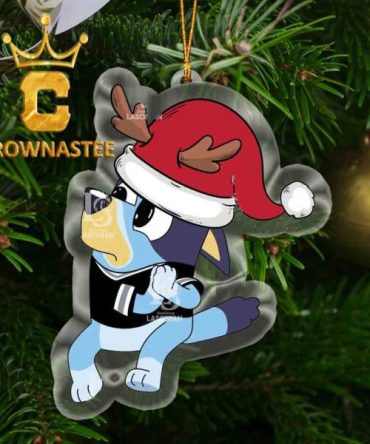 Las Vegas Raiders Bluey Santa Claus Christmas NFL Acrylic Christmas Tree Decoration Ornament