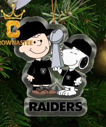 Las Vegas Raiders Charlie Brown And Snoopy Champions NFL Acrylic Christmas Tree Decoration Ornament