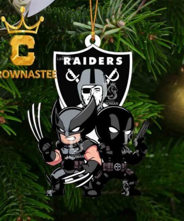 Las Vegas Raiders Deadpool And Wolverine NFL Acrylic Christmas Tree Decoration Ornament