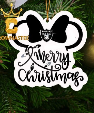 Las Vegas Raiders Disney Mickey Minnie Merry Christmas Acrylic Christmas Tree Decoration Ornament