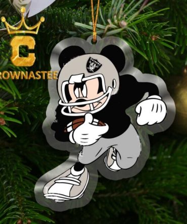Las Vegas Raiders Disney Mickey Mouse Football NFL Acrylic Christmas Tree Decor Ornament