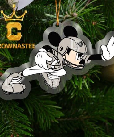 Las Vegas Raiders Disney Mickey Mouse Football NFL Acrylic Christmas Tree Decoration Ornament