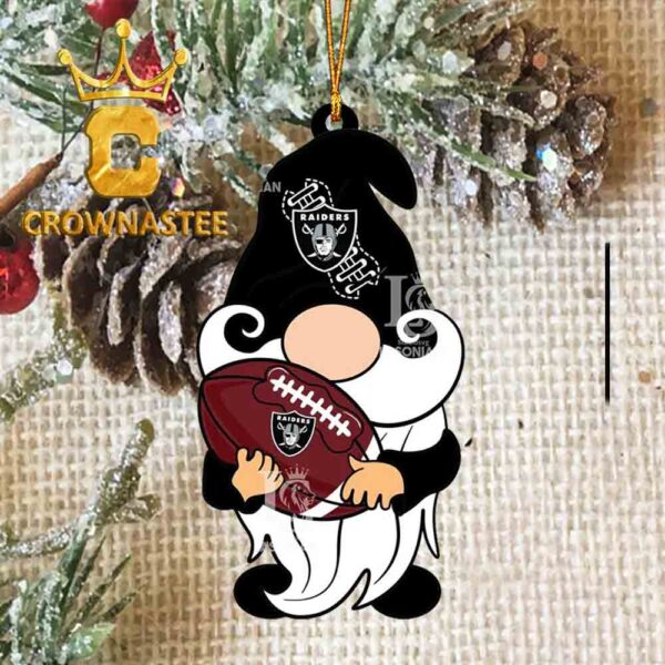 Las Vegas Raiders Gnomes Christmas NFL Acrylic Christmas Tree Decoration Ornament