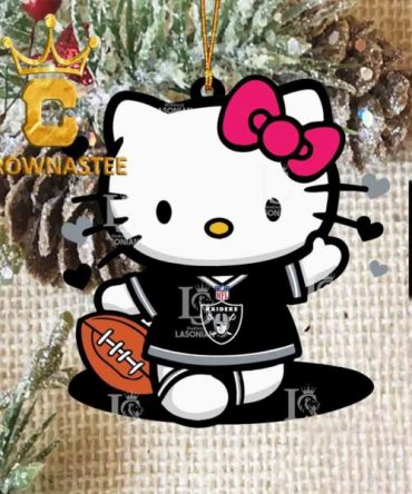 Las Vegas Raiders Hello Kitty NFL Acrylic Christmas Tree Decor Ornament
