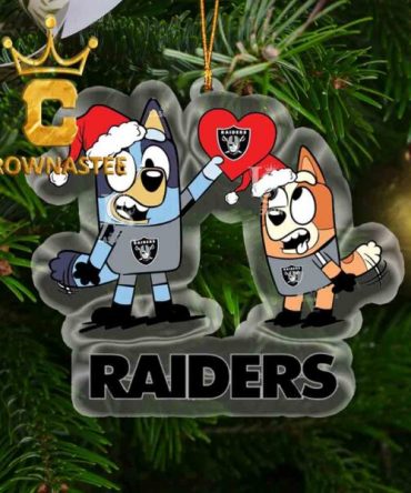 Las Vegas Raiders Love Bluey Christmas NFL Acrylic Christmas Tree Decoration Ornament