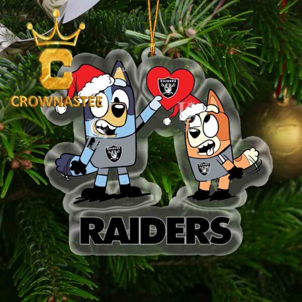 Las Vegas Raiders Love Bluey Christmas NFL Acrylic Christmas Tree Decoration Ornament