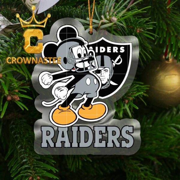 Las Vegas Raiders Mickey Football NFL Acrylic Christmas Tree Decoration Ornament