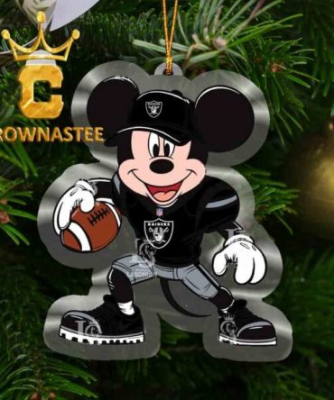 Las Vegas Raiders Mickey Mouse Football NFL Acrylic Christmas Tree Decoration Ornament