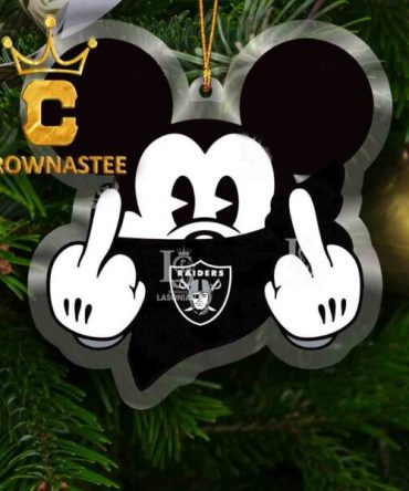 Las Vegas Raiders Mickey Mouse Middle Hand NFL Acrylic Christmas Tree Decoration Ornament