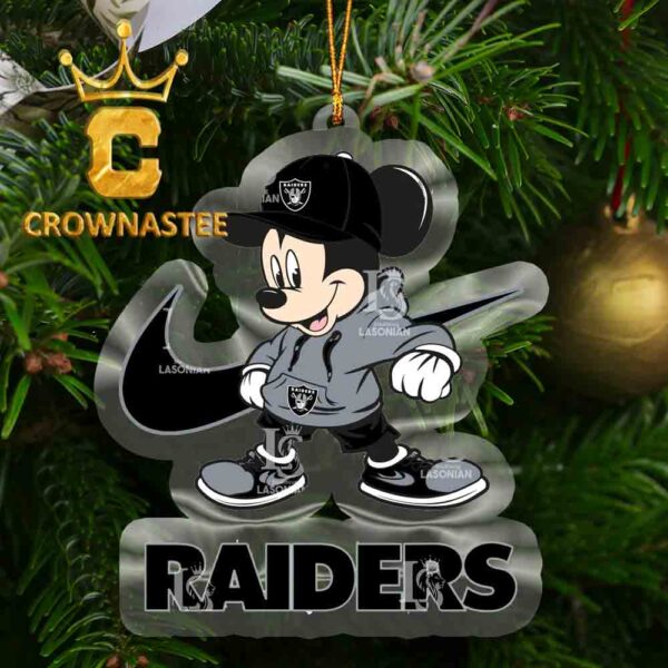 Las Vegas Raiders Mickey Mouse NFL Acrylic Christmas Tree Decor Ornament
