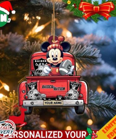 Las Vegas Raiders Mickey Mouse Ornament Personalized Your Name Sport Home Decor