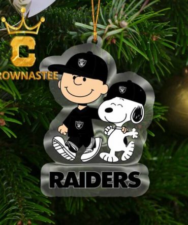 Las Vegas Raiders Peanuts Snoopy Friends NFL Acrylic Christmas Tree Decoration Ornament