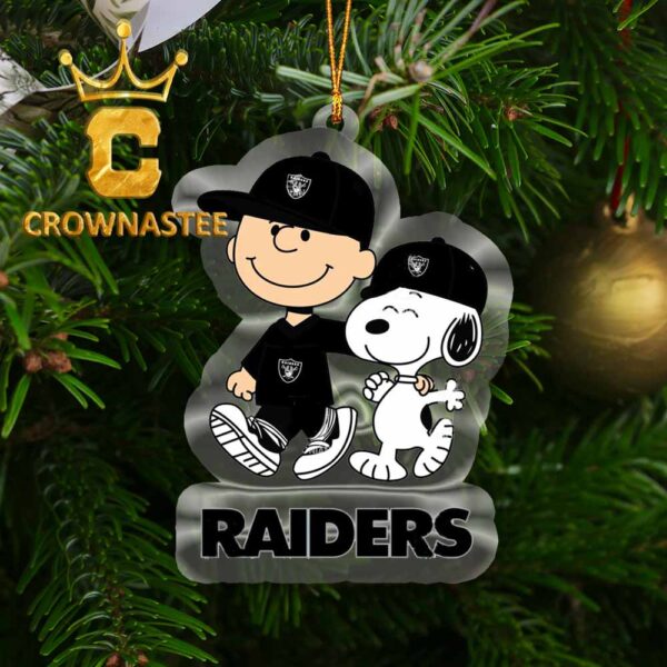 Las Vegas Raiders Peanuts Snoopy Friends NFL Acrylic Christmas Tree Decoration Ornament