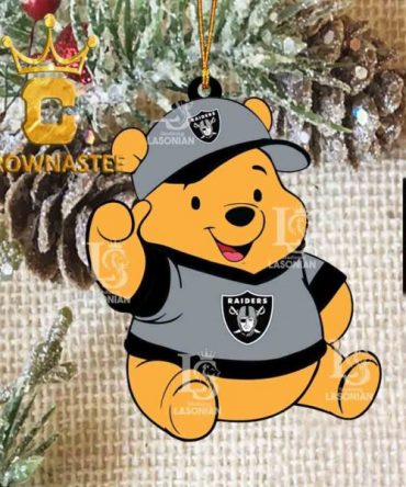 Las Vegas Raiders Pooh Bear Disney NFL Acrylic Christmas Tree Decoration Ornament