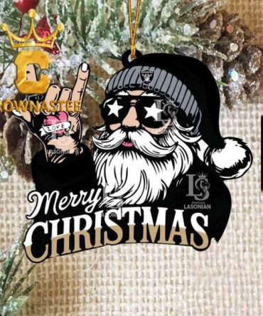 Las Vegas Raiders Rock Santa Claus Football NFL Acrylic Christmas Tree Decoration Ornament