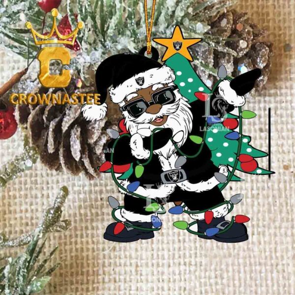 Las Vegas Raiders Santa Claus Ugly Christmas NFL Acrylic Christmas Tree Decoration Ornament