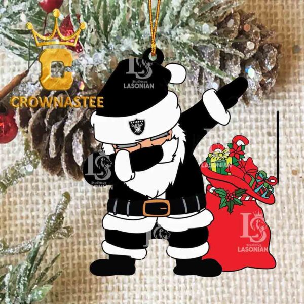 Las Vegas Raiders Santa Dabbing Christmas NFL Acrylic Christmas Tree Decoration Ornament