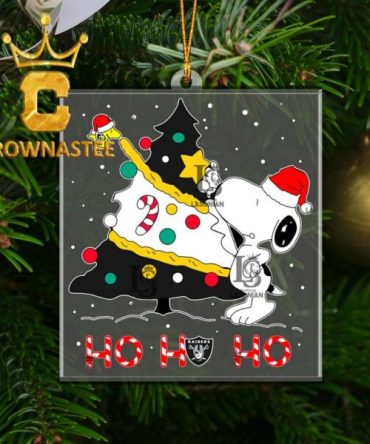 Las Vegas Raiders Snoopy Christmas Ho Ho Ho NFL Acrylic Christmas Tree Decoration Ornament