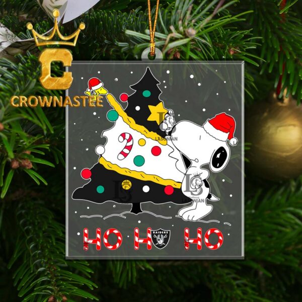 Las Vegas Raiders Snoopy Christmas Ho Ho Ho NFL Acrylic Christmas Tree Decoration Ornament