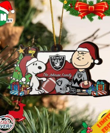 Las Vegas Raiders Snoopy NFL Sport Ornament Custom Your Family Name