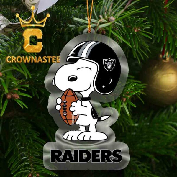 Las Vegas Raiders Snoopy Rugby NFL Acrylic Christmas Tree Decoration Ornament