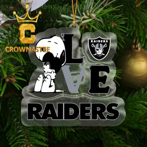 Las Vegas Raiders Snoopy Sport Love NFL Acrylic Christmas Tree Decoration Ornament