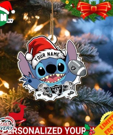 Las Vegas Raiders Stitch Ornament NFL Christmas With Stitch Ornament